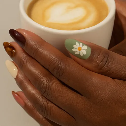 Custom press-on nail set styled as a personal gift